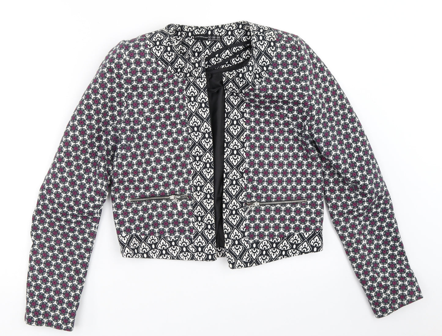 Atmosphere Womens Black Geometric  Jacket  Size 8