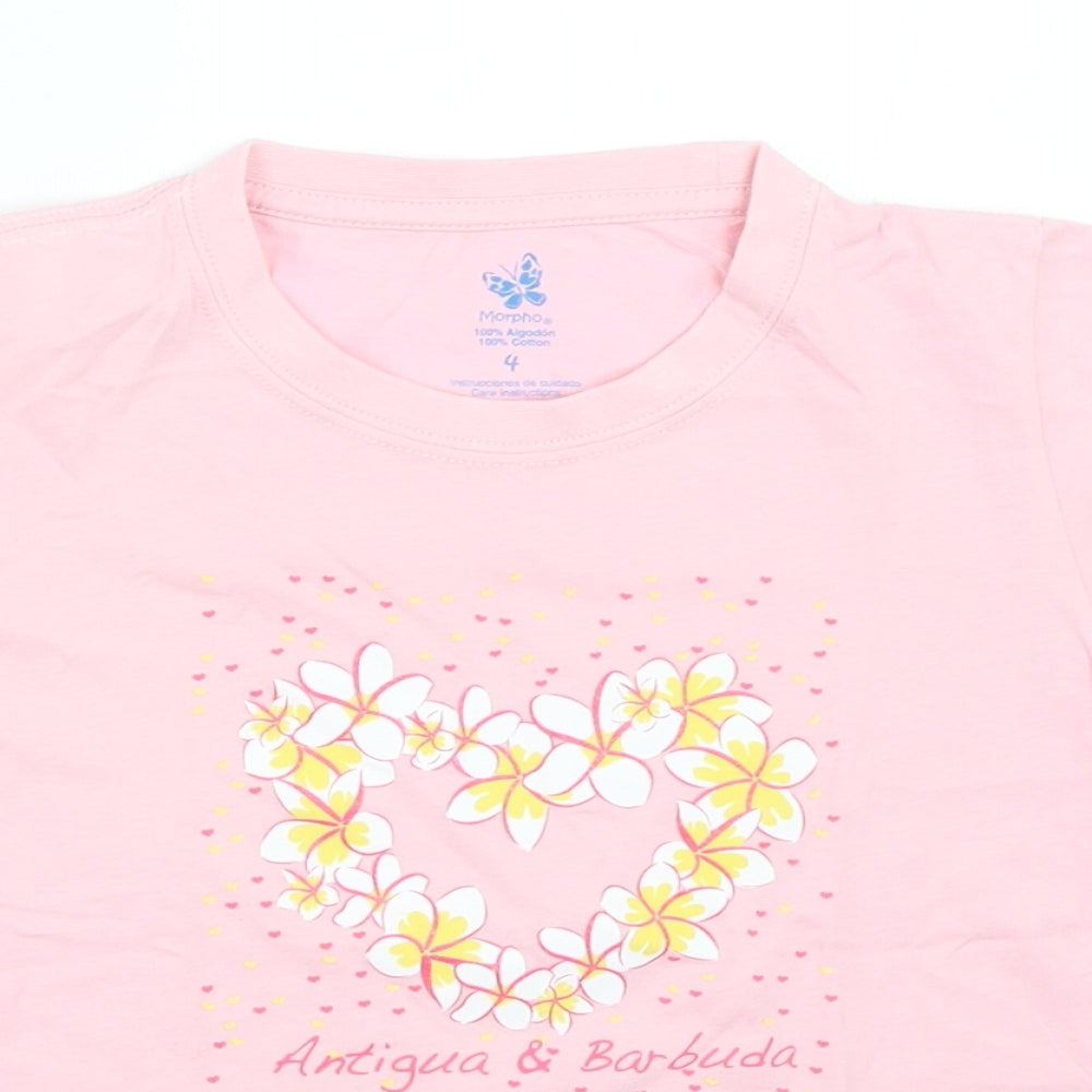 Morpho Girls Pink   Basic T-Shirt Size 4 Years