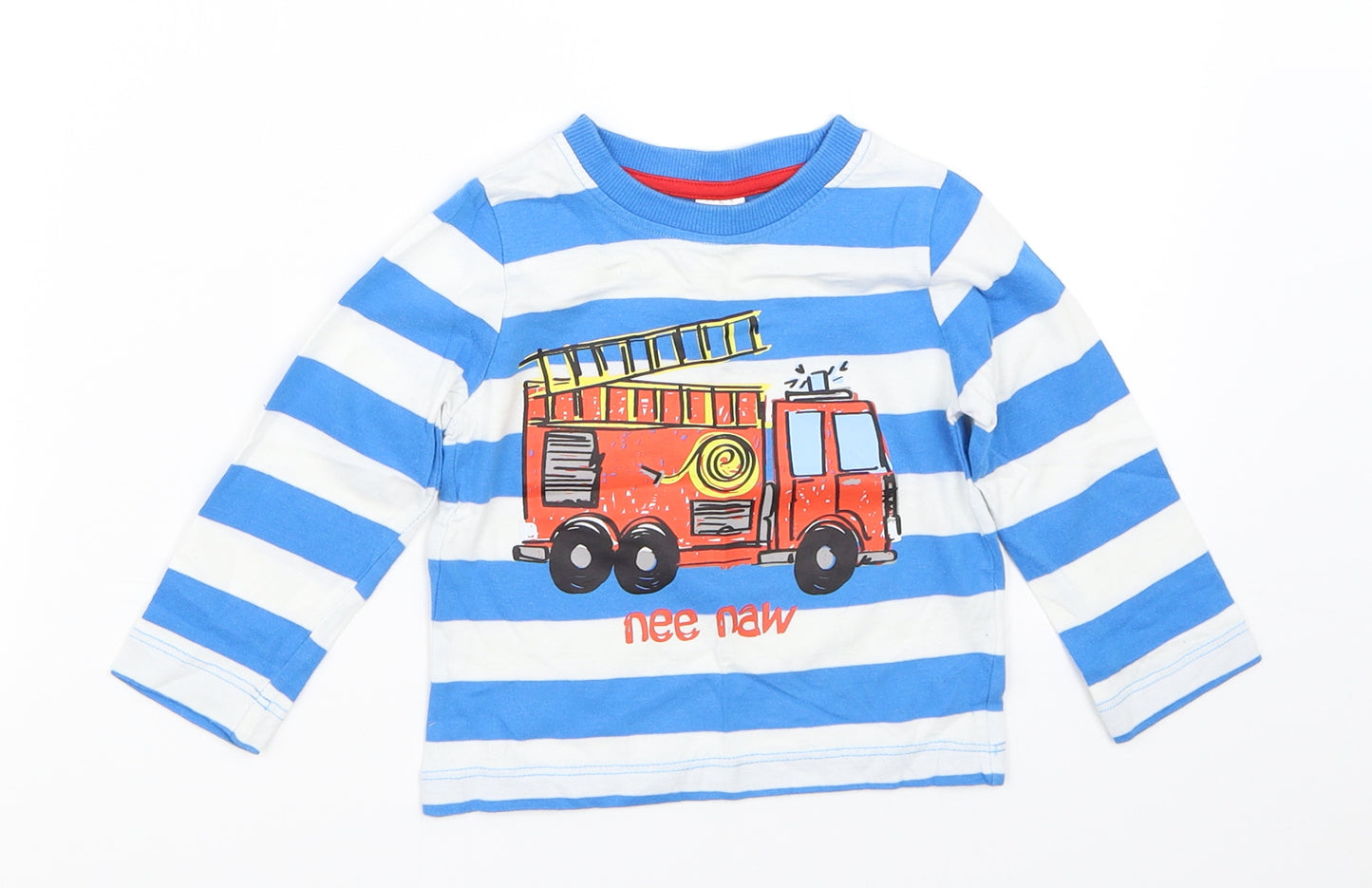 Mini Club Boys Blue Striped  Basic T-Shirt Size 9-12 Months