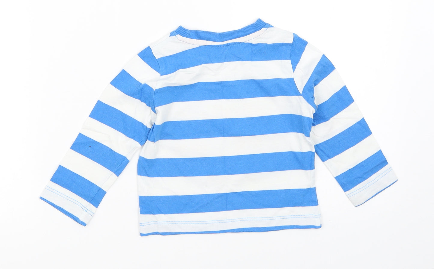 Mini Club Boys Blue Striped  Basic T-Shirt Size 9-12 Months