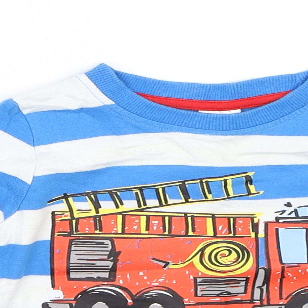 Mini Club Boys Blue Striped  Basic T-Shirt Size 9-12 Months