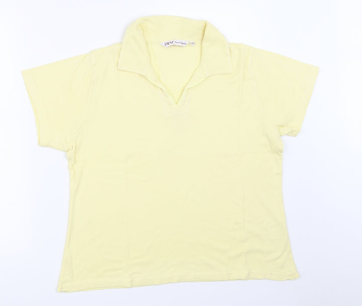 EWM Womens Yellow Basic T-Shirt Size 14