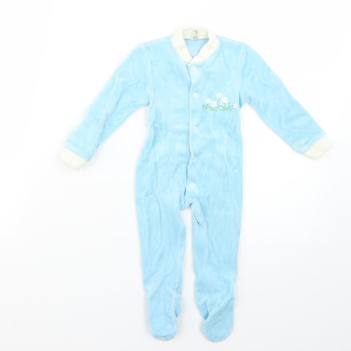 frottee stretch Baby Blue Geometric  Babygrow One-Piece Size 0-3 Months