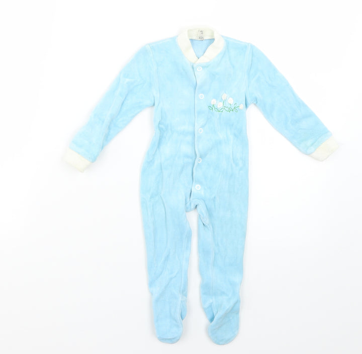 frottee stretch Baby Blue Geometric  Babygrow One-Piece Size 0-3 Months