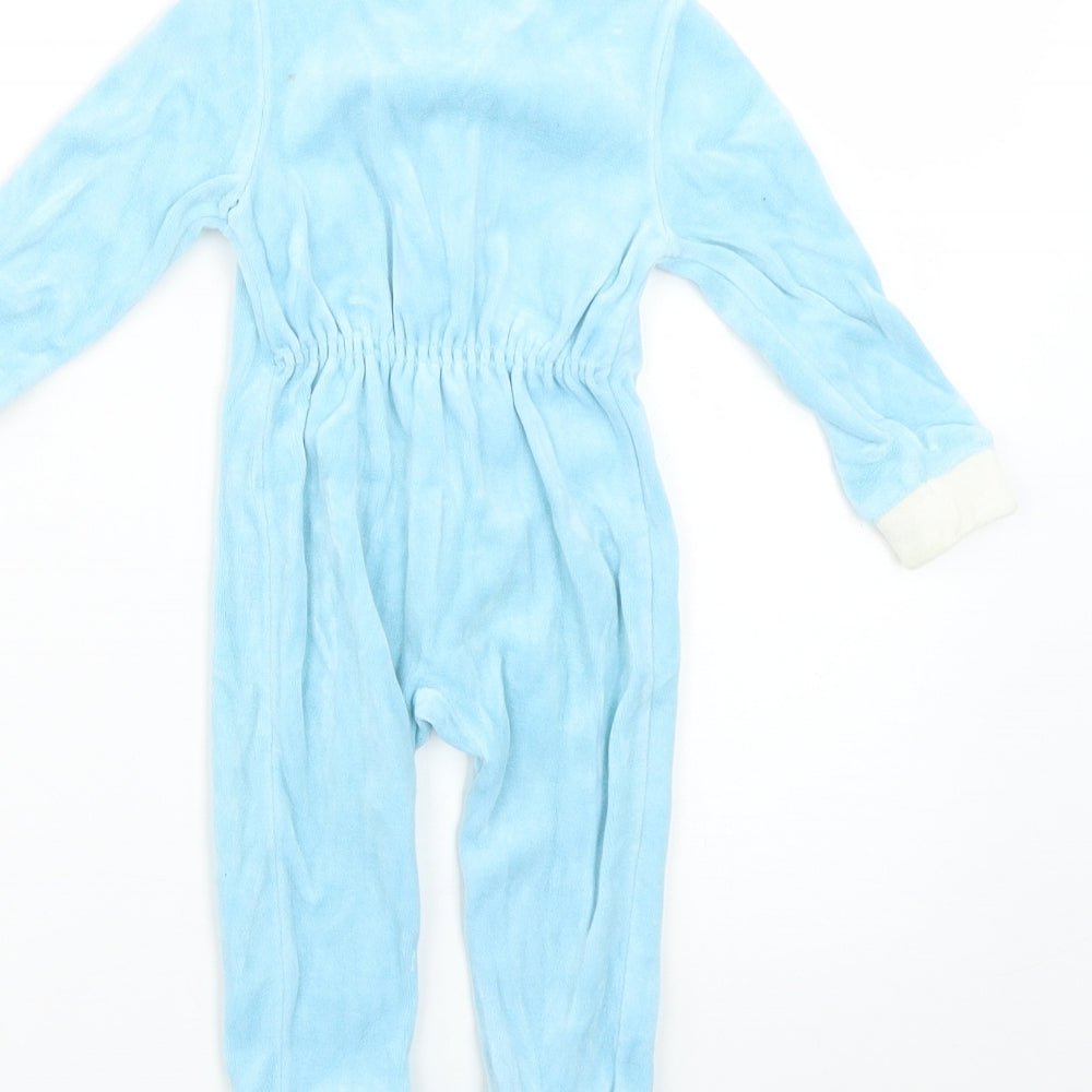 frottee stretch Baby Blue Geometric  Babygrow One-Piece Size 0-3 Months