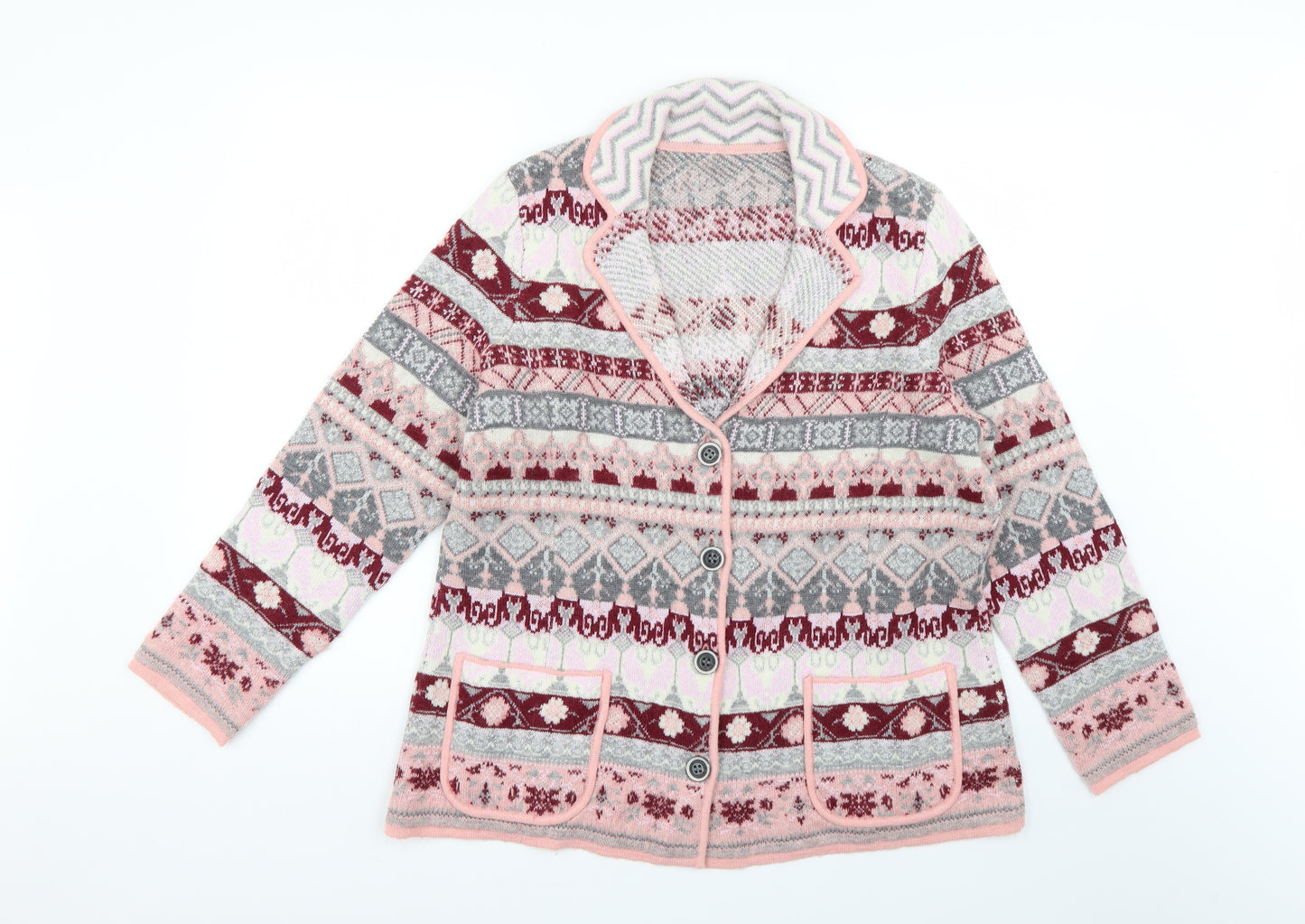 Preworn Womens Multicoloured Geometric  Cardigan Jumper Size 20