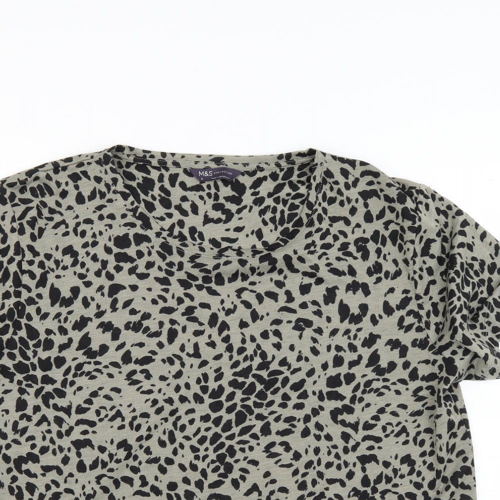 Marks and Spencer Womens Green Animal Print  Basic T-Shirt Size 16