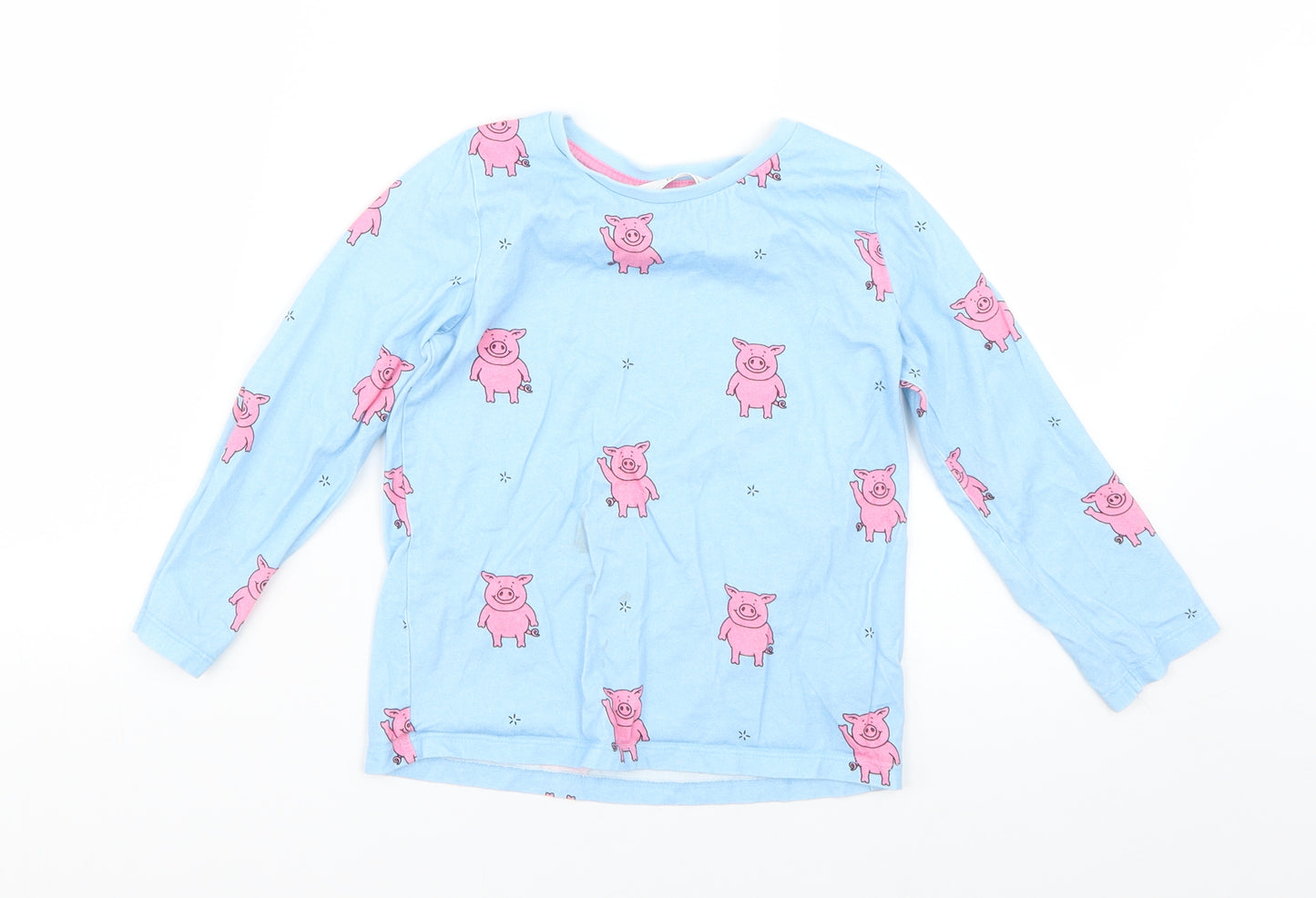 Marks and Spencer Girls Blue Geometric  Basic T-Shirt Size 4-5 Years