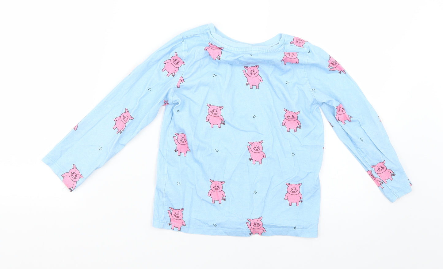 Marks and Spencer Girls Blue Geometric  Basic T-Shirt Size 4-5 Years
