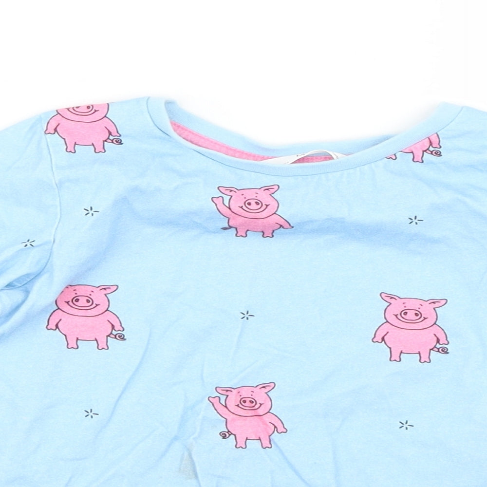 Marks and Spencer Girls Blue Geometric  Basic T-Shirt Size 4-5 Years