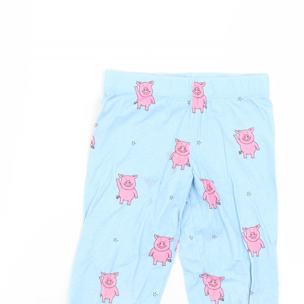 Marks and Spencer Girls Blue Geometric   Pyjama Pants Size 4-5 Years