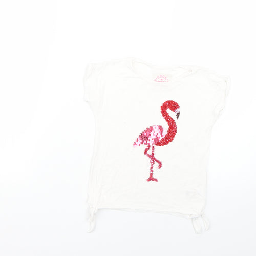 TU Girls White Geometric  Basic T-Shirt Size 4 Years