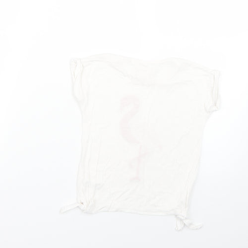 TU Girls White Geometric  Basic T-Shirt Size 4 Years