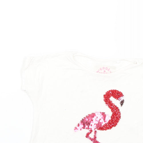TU Girls White Geometric  Basic T-Shirt Size 4 Years