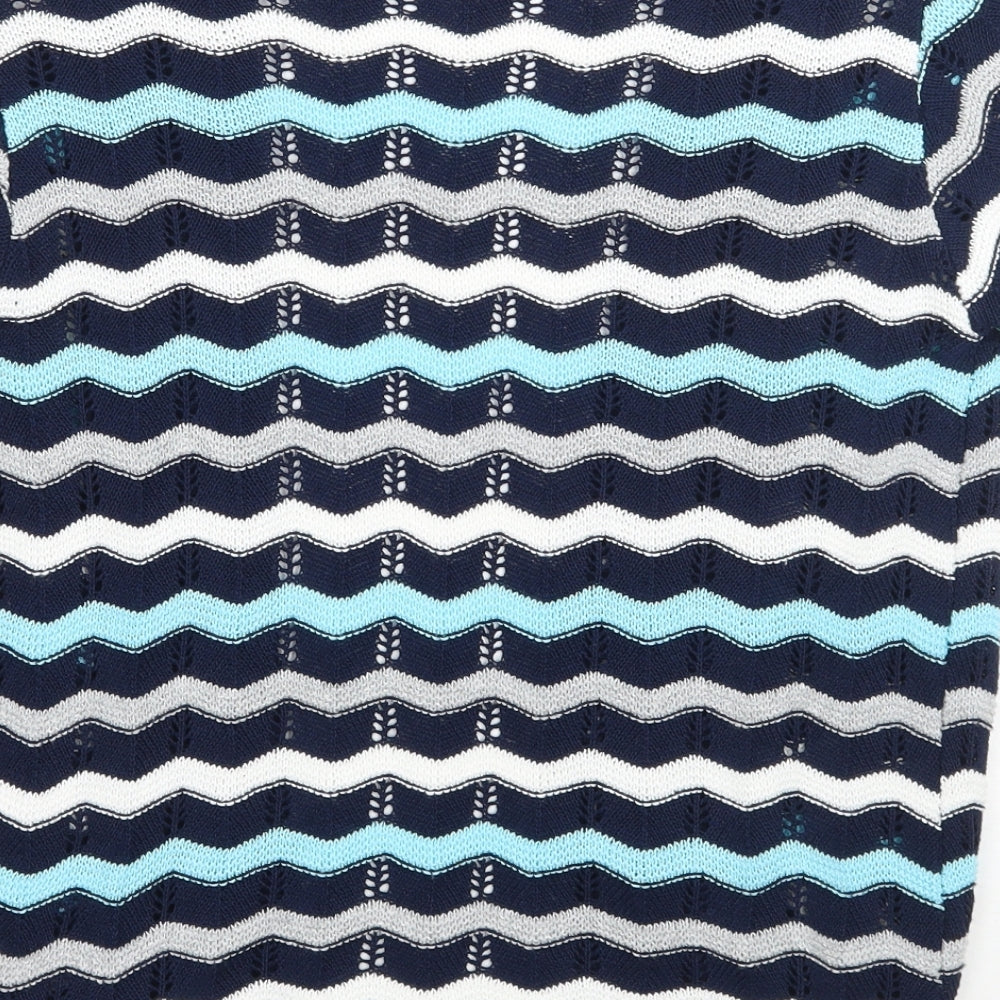 Me Womens Blue Geometric  Cardigan Jumper Size M
