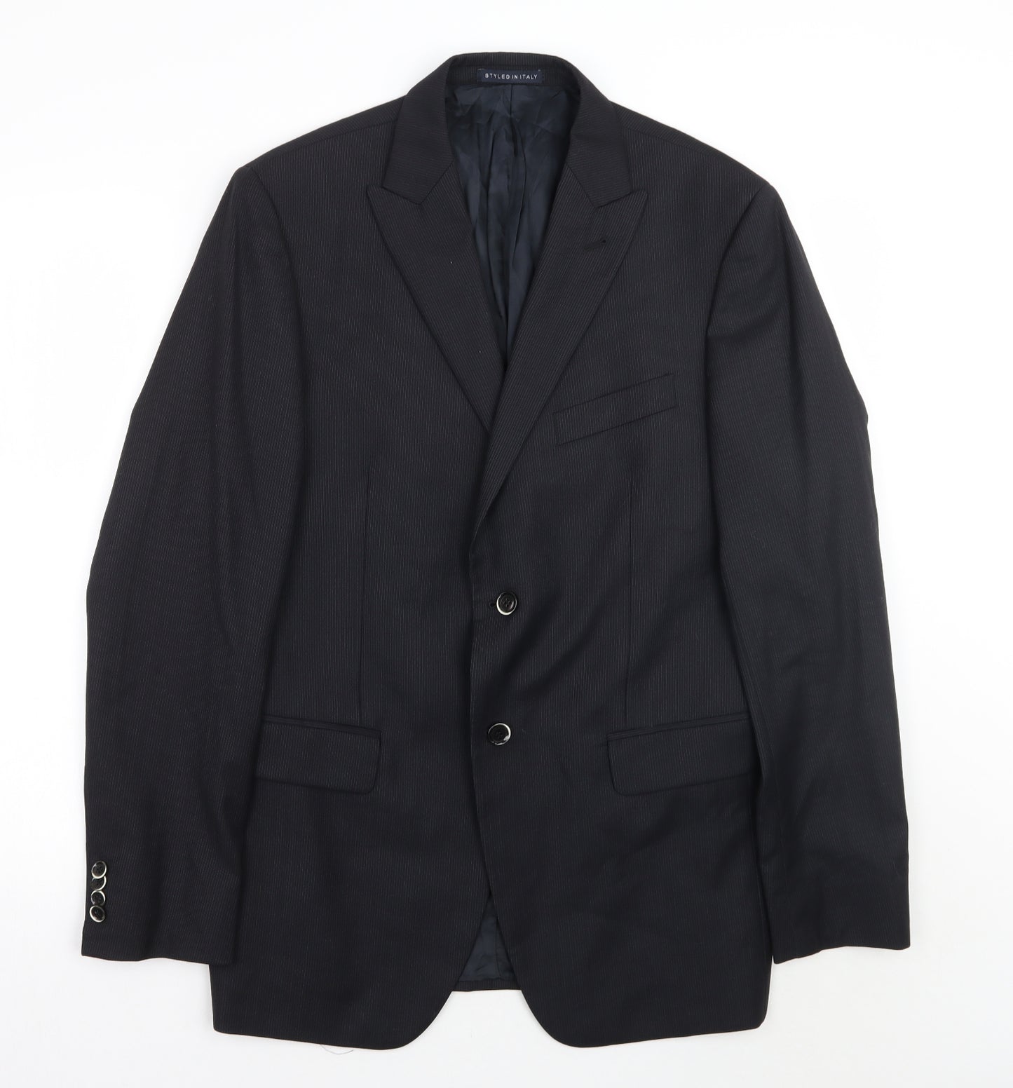 Reda Mens Black Striped  Jacket Suit Jacket Size 40