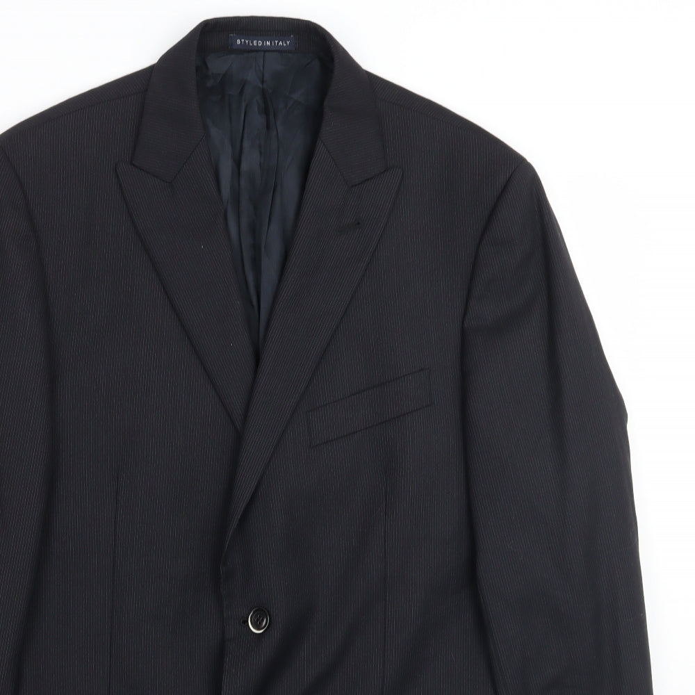 Reda Mens Black Striped  Jacket Suit Jacket Size 40