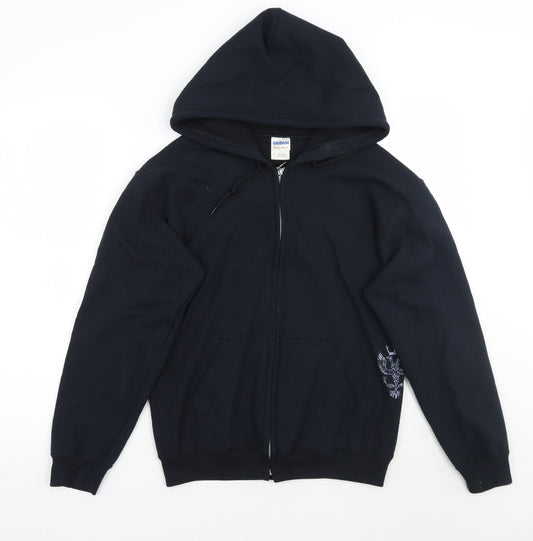 Front view of Gildan men’s black jacket, size S