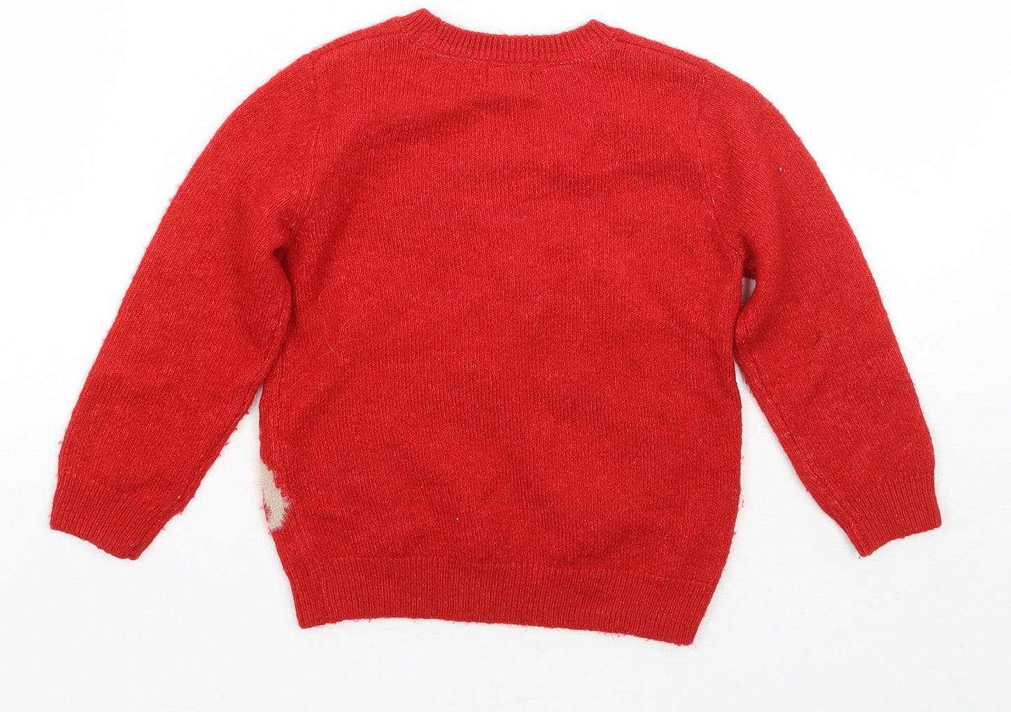 F&F Girls Red   Pullover Jumper Size 2-3 Years  - Christmas
