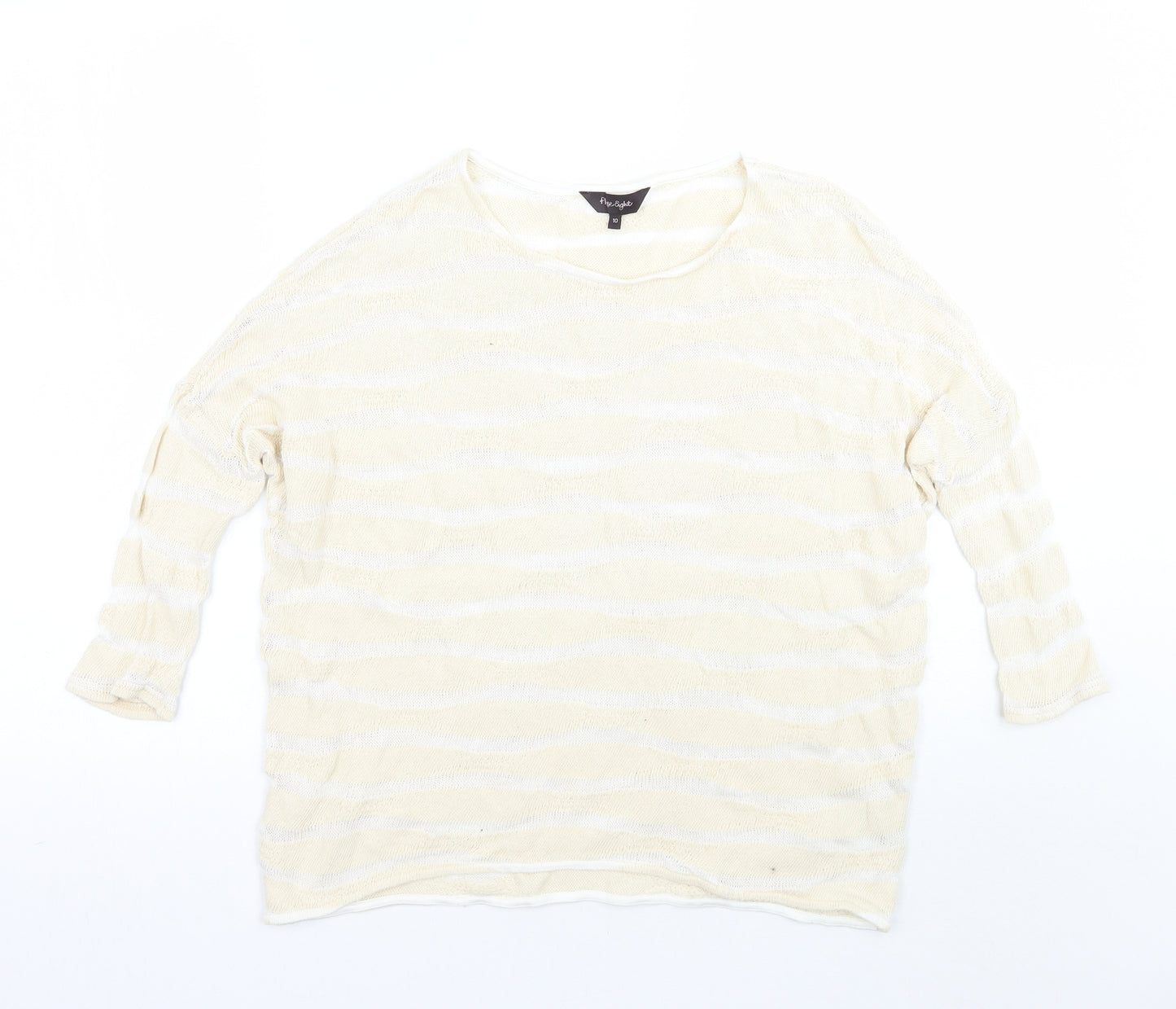 Phase Eight Womens Beige Striped  Pullover Jumper Size 10