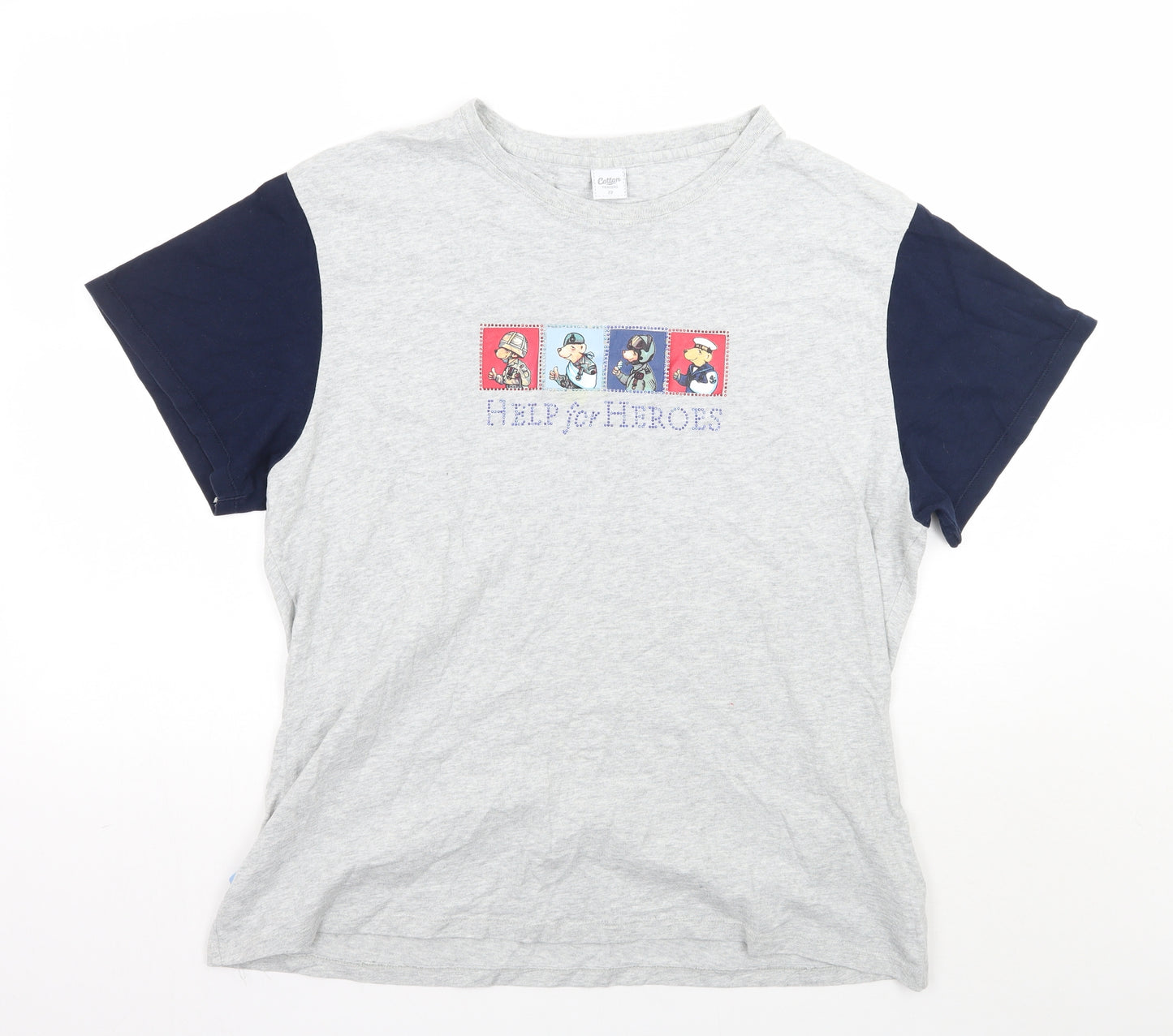 Cotton Traders Womens Grey   Basic T-Shirt Size 22  - Help for Heroes