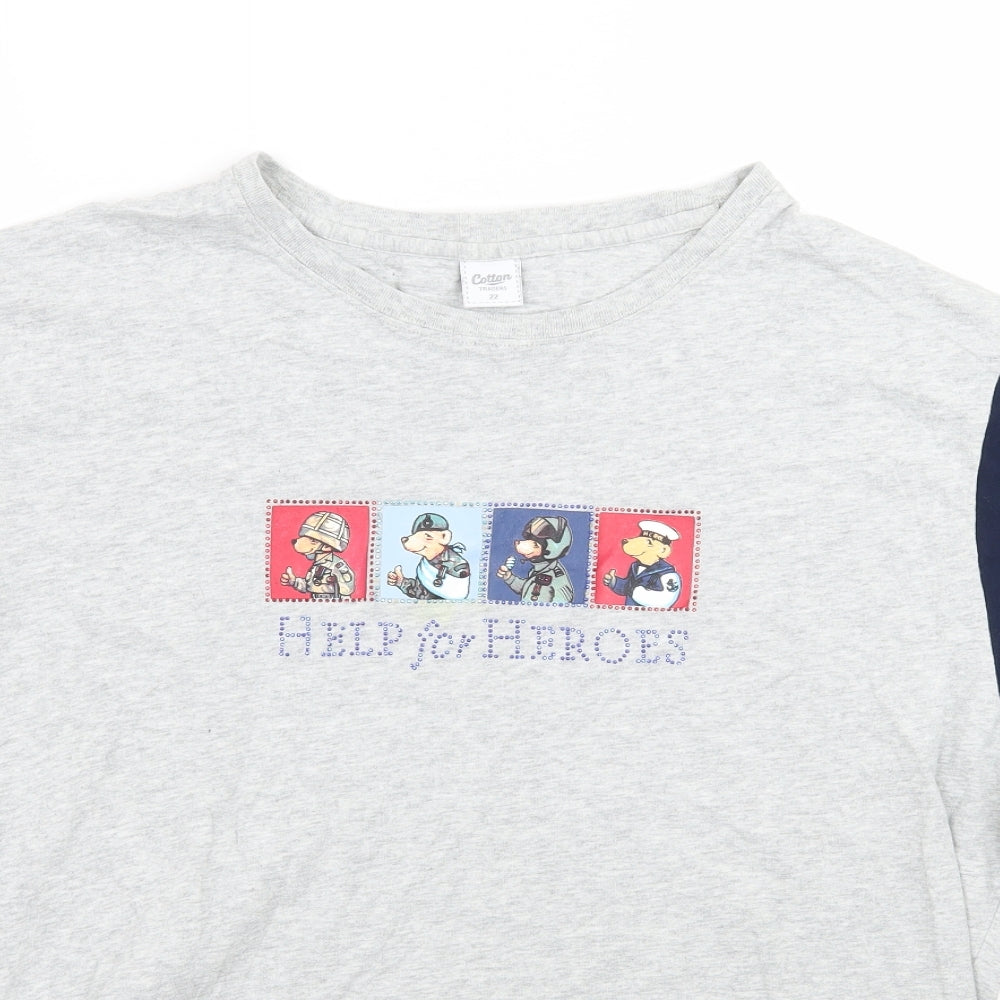 Cotton Traders Womens Grey   Basic T-Shirt Size 22  - Help for Heroes