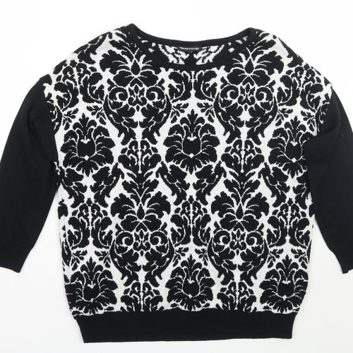 Warehouse Womens Black Floral  Pullover Jumper Size 6