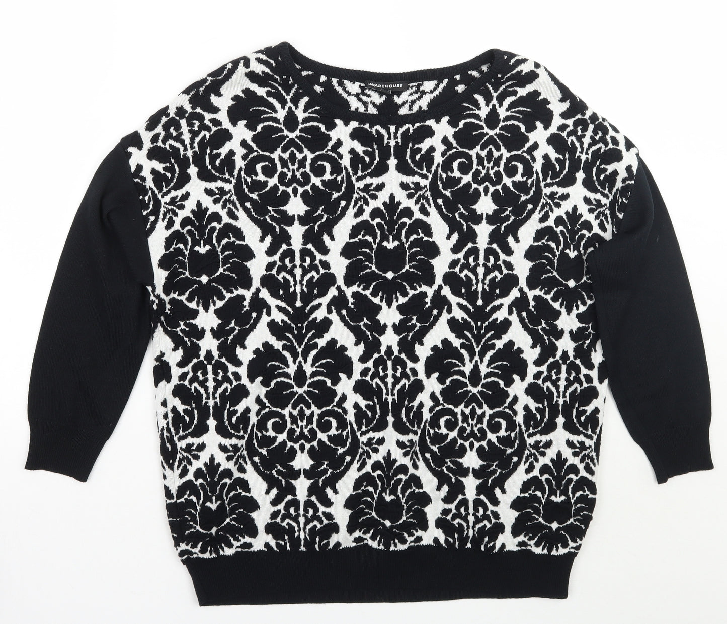 Warehouse Womens Black Floral  Pullover Jumper Size 6
