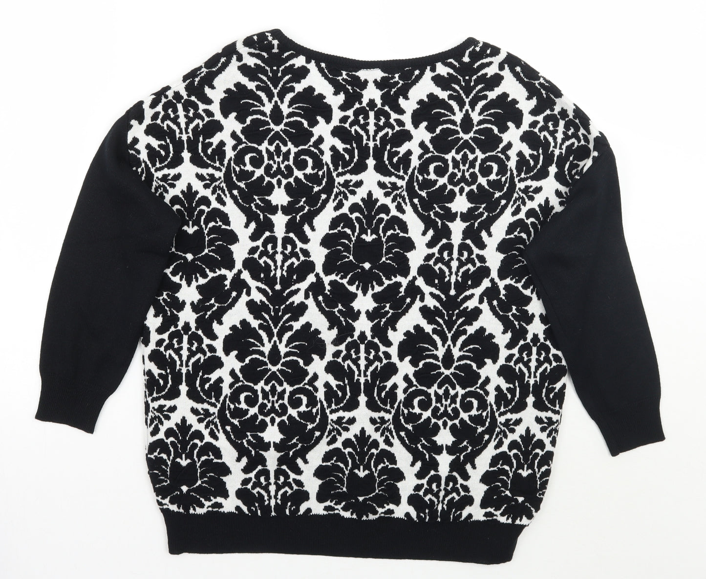 Warehouse Womens Black Floral  Pullover Jumper Size 6