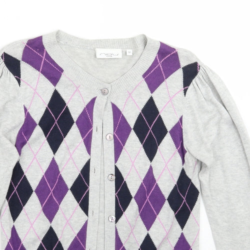 Newlook Womens Grey Geometric  Cardigan Jumper Size 12