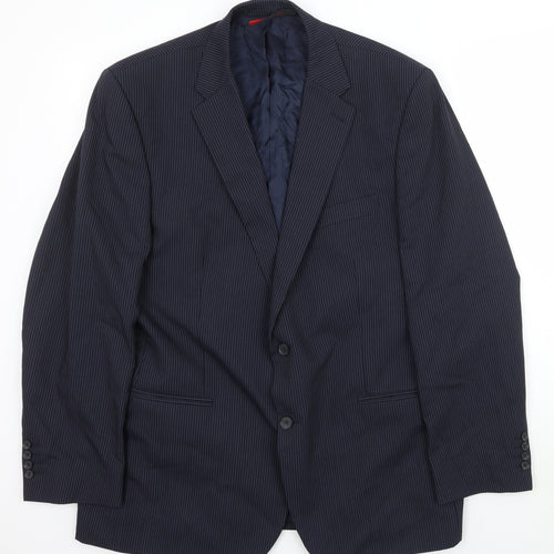 Jeff Banks Mens Blue Striped  Jacket Suit Jacket Size 44