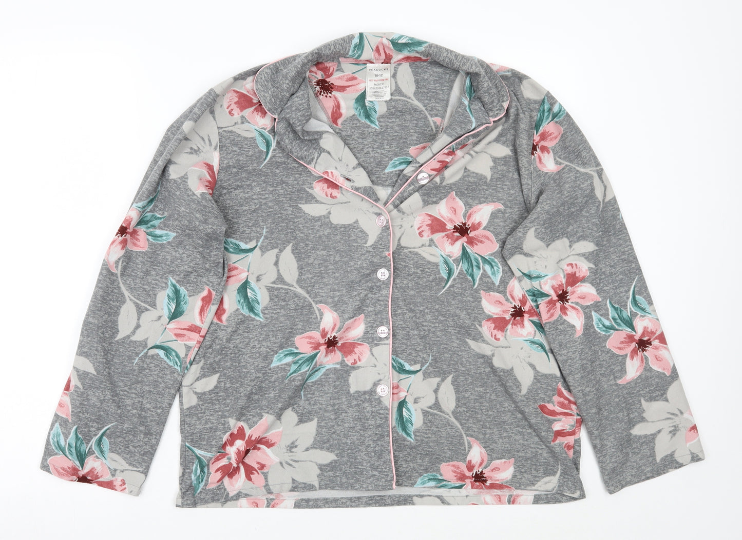 Peacocks Womens Grey Floral  Top Pyjama Top Size 12