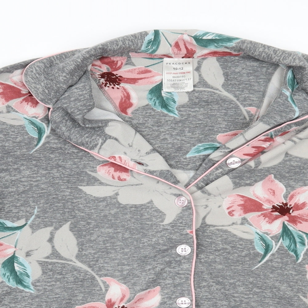 Peacocks Womens Grey Floral  Top Pyjama Top Size 12