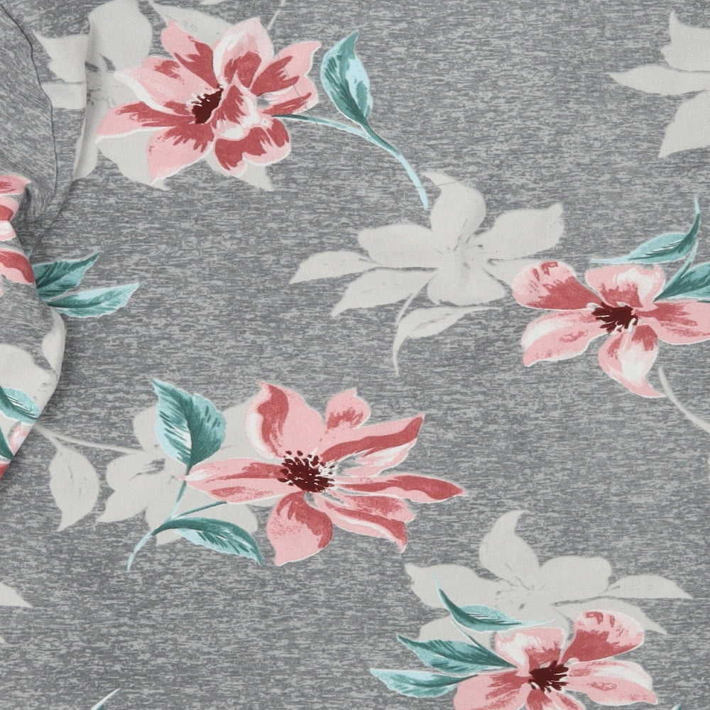 Peacocks Womens Grey Floral  Top Pyjama Top Size 12