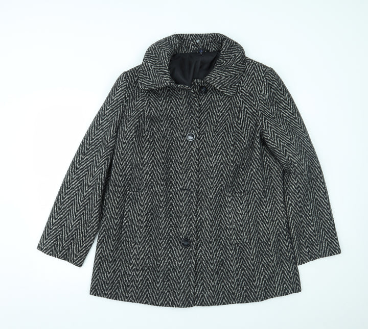 EWM Womens Grey Overcoat Coat Size 16