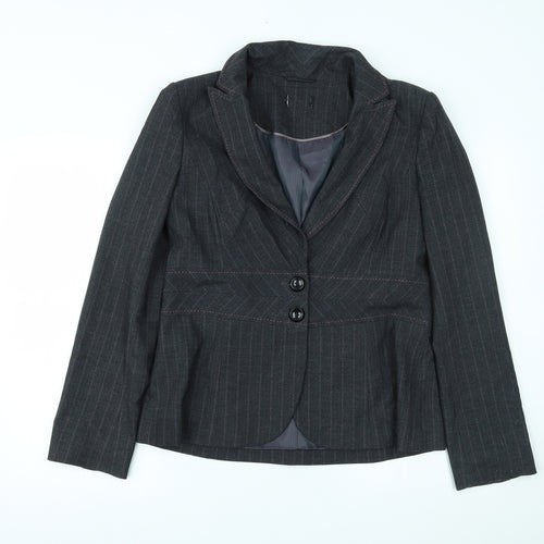 Preworn Womens Grey Striped  Jacket Blazer Size 14