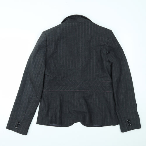 Preworn Womens Grey Striped  Jacket Blazer Size 14