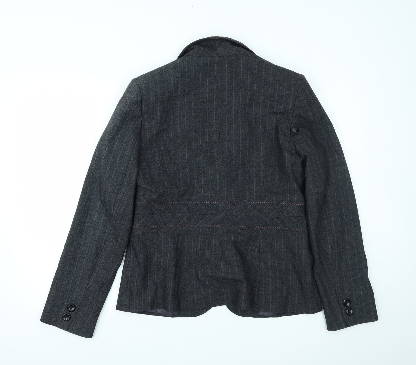 Preworn Womens Grey Striped  Jacket Blazer Size 14