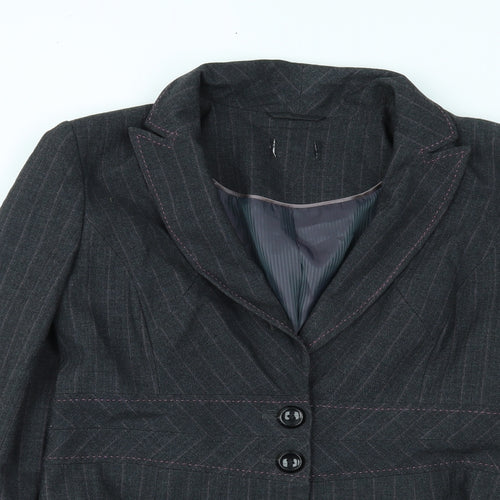 Preworn Womens Grey Striped  Jacket Blazer Size 14