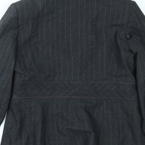 Preworn Womens Grey Striped  Jacket Blazer Size 14