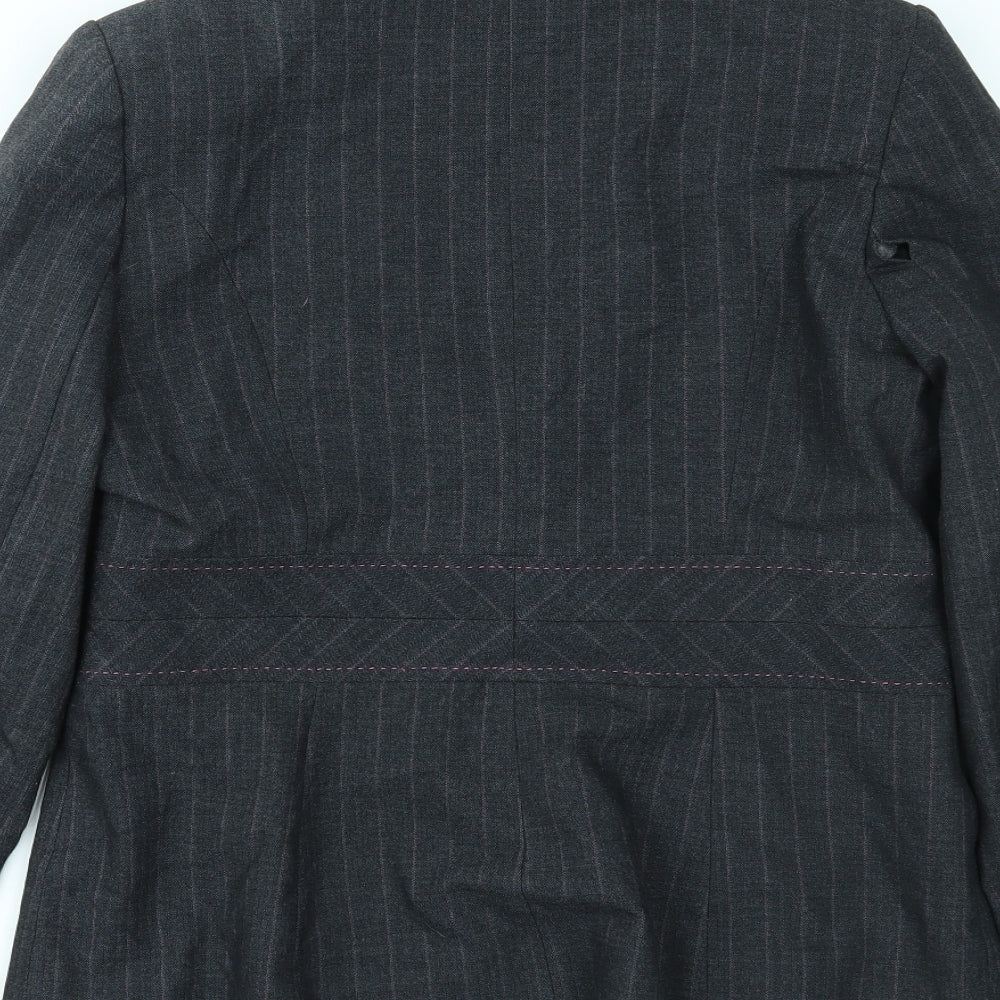 Preworn Womens Grey Striped  Jacket Blazer Size 14