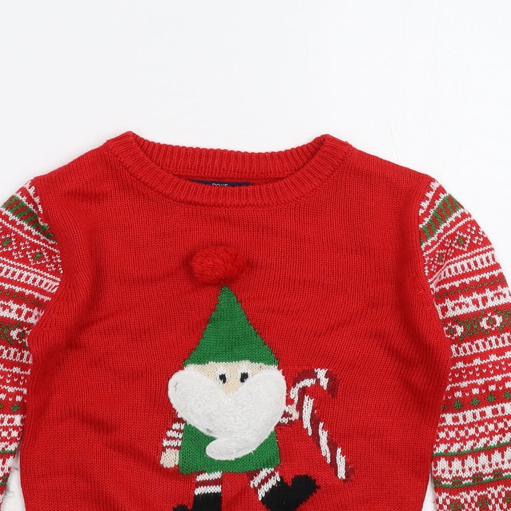 Matalan Boys Red   Pullover Jumper Size 6 Years  - Christmas