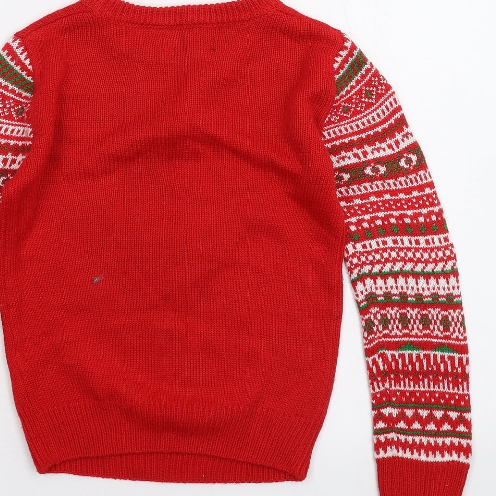 Matalan Boys Red   Pullover Jumper Size 6 Years  - Christmas