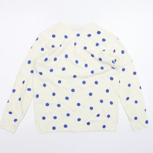 Marks and Spencer Womens White Polka Dot  Pullover Jumper Size 10