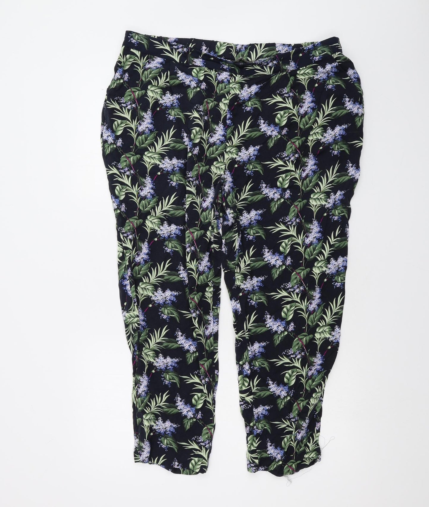 Oasis Womens Blue Floral  Trousers  Size 18 L20 in