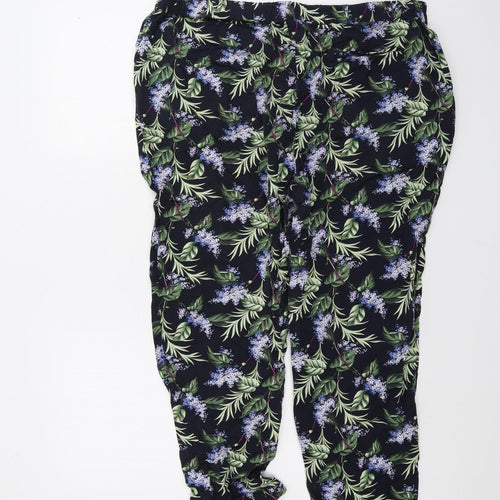 Oasis Womens Blue Floral  Trousers  Size 18 L20 in