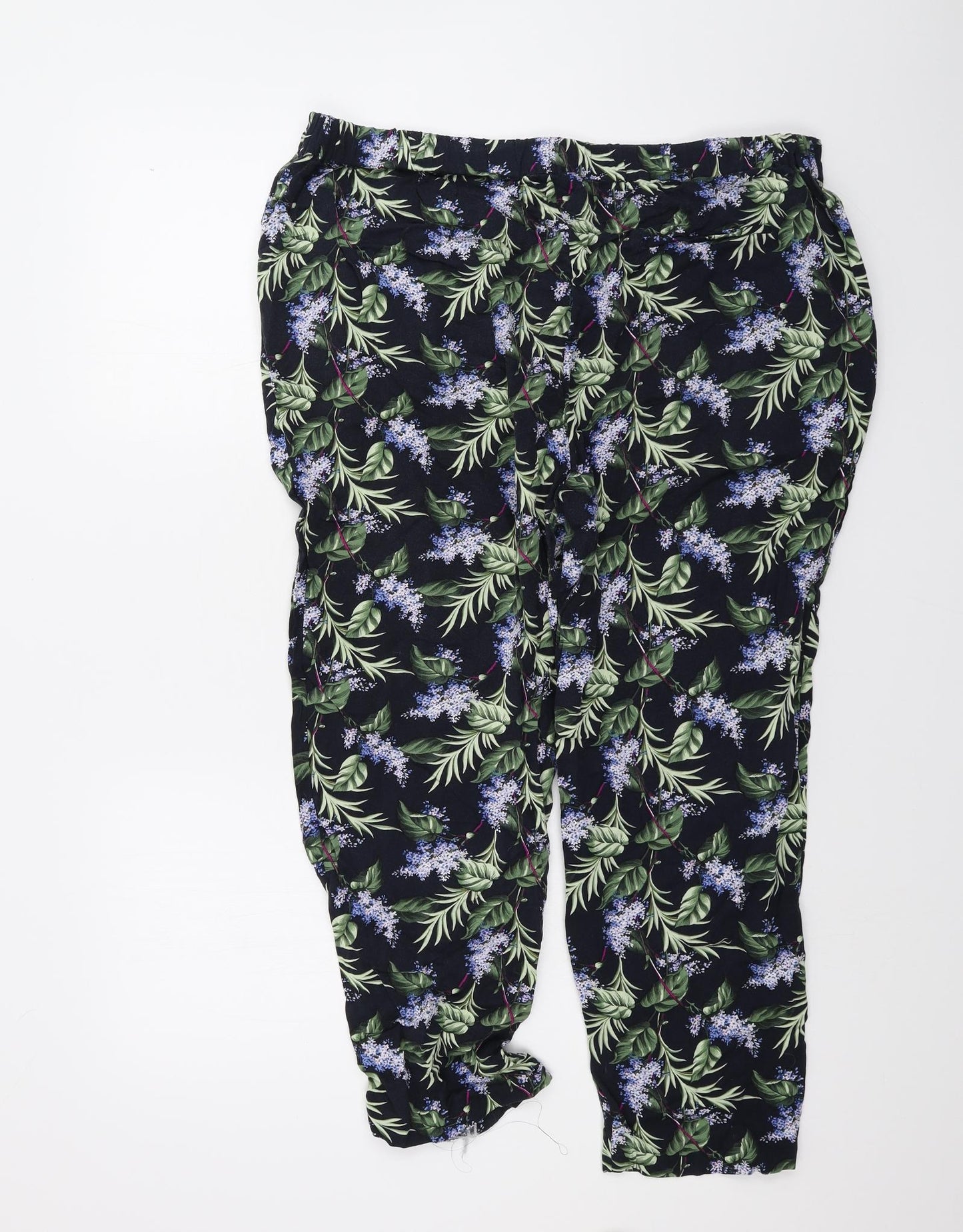 Oasis Womens Blue Floral  Trousers  Size 18 L20 in