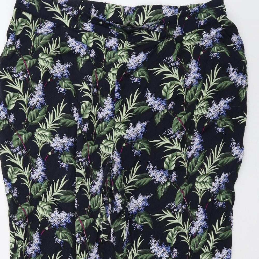 Oasis Womens Blue Floral  Trousers  Size 18 L20 in
