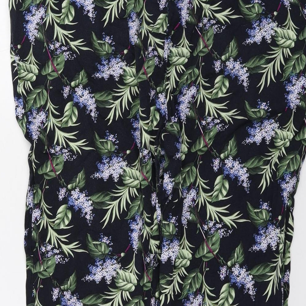Oasis Womens Blue Floral  Trousers  Size 18 L20 in