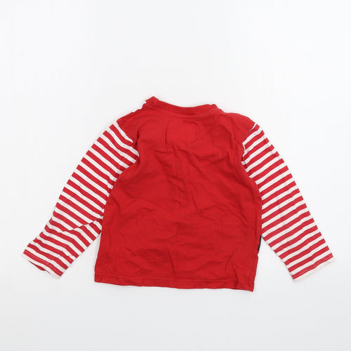 Preworn Girls Red Striped  Basic T-Shirt Size 5-6 Years